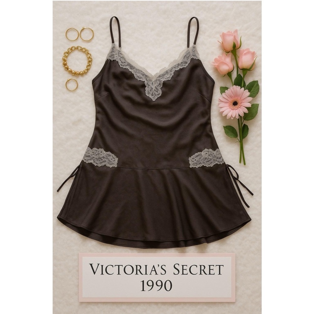 Victoria’s Secret 1990s Gray Lace Slip XS